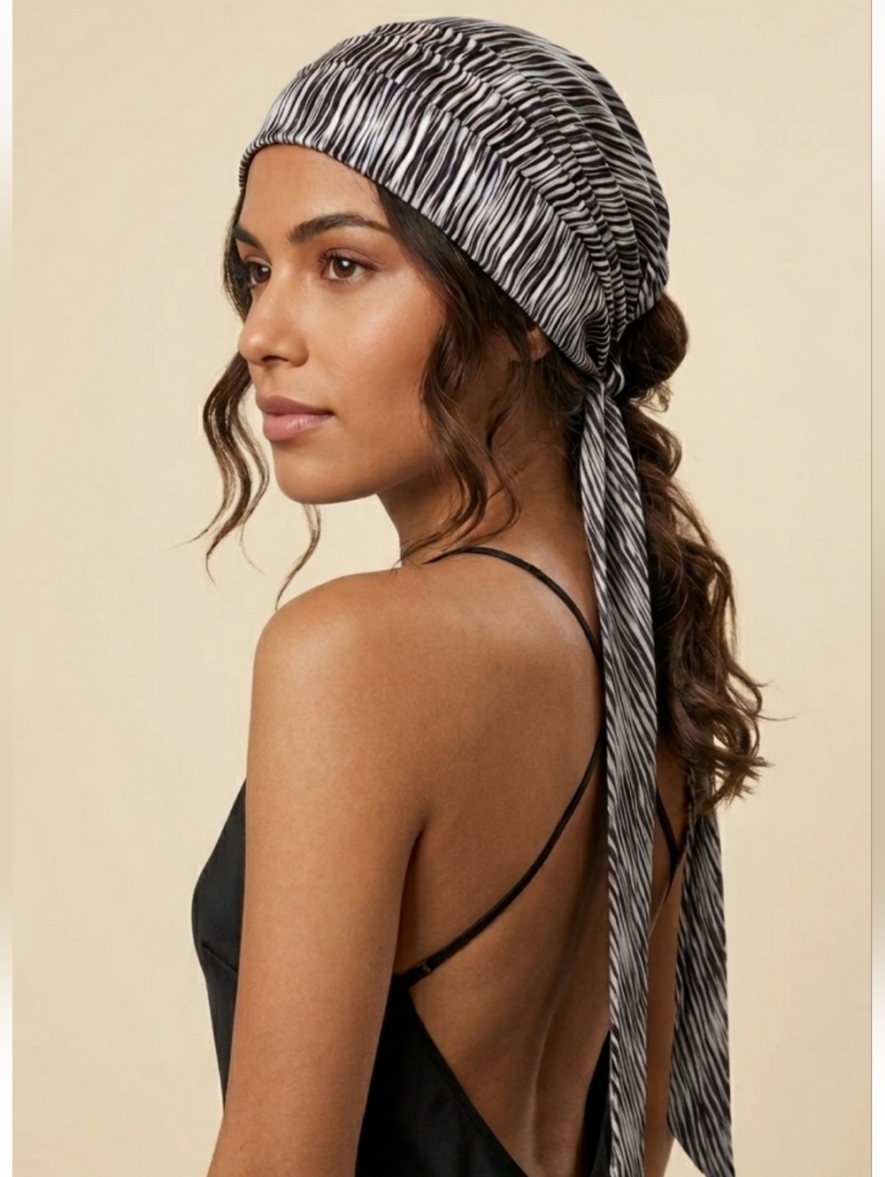 NWT! EUGENIA KIM Gigi Satin Turban Headscarf Zebra Print! One Size